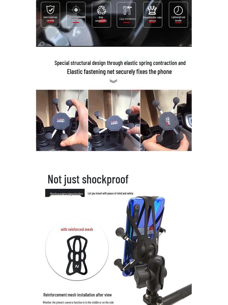 Rechargeable Motorcycle & Bicycle Phone Camera Holder