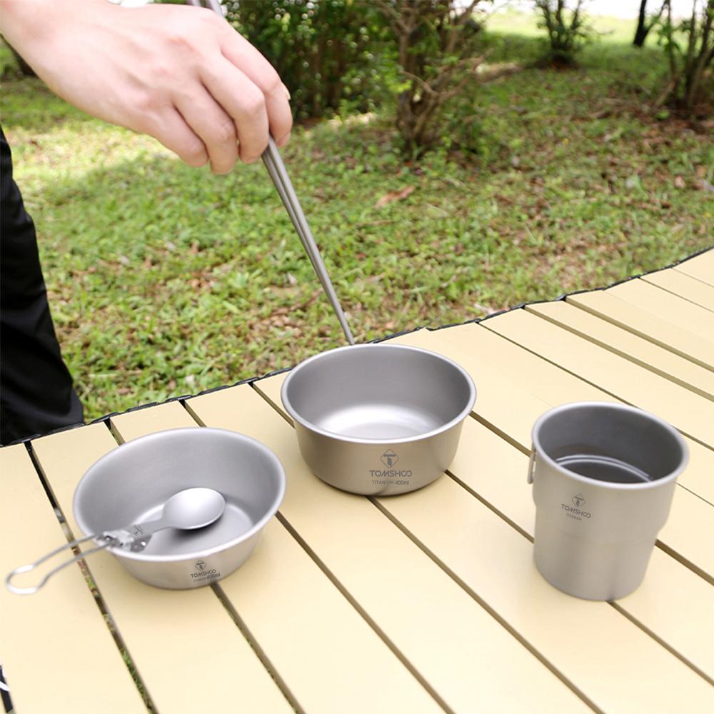 Миска для кемпинга, металлическая салатница из титанового сплава, идеально подходит для приключений на природе и ежедневного использования, штабелируемая