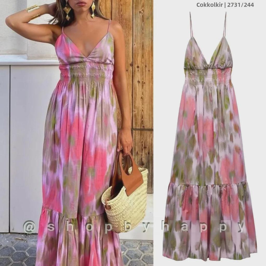 Женское праздничное платье миди с принтом 2023 года на подтяжках