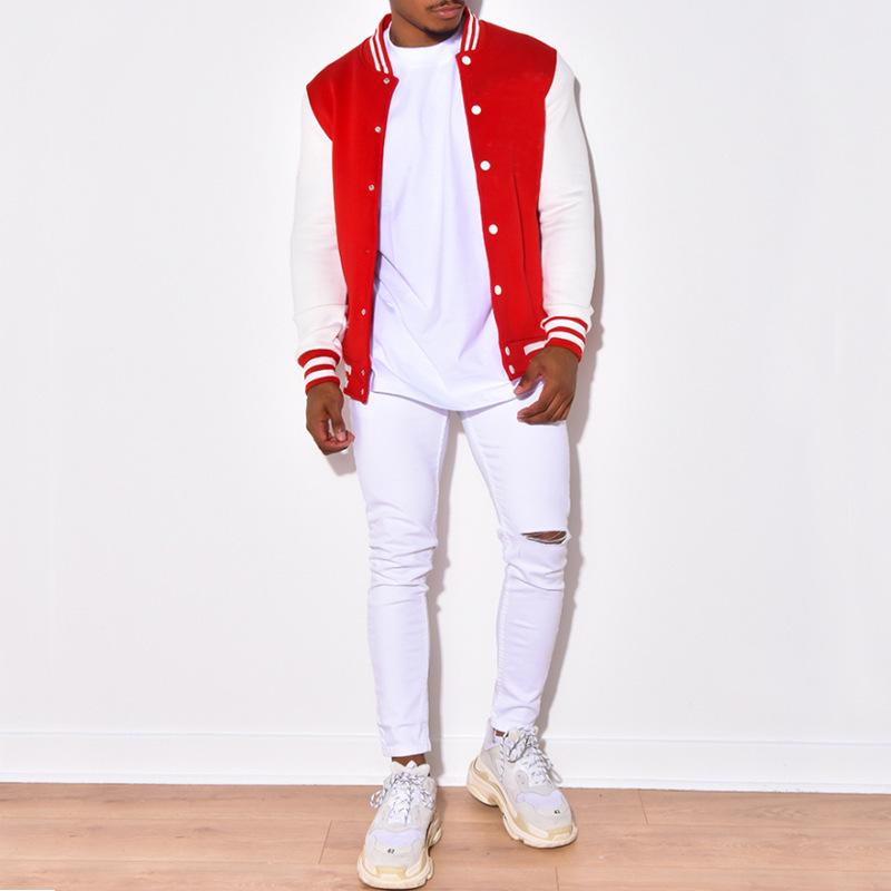 Мужская универсальная флисовая бейсбольная куртка - повседневная одежда весна/осень/зима