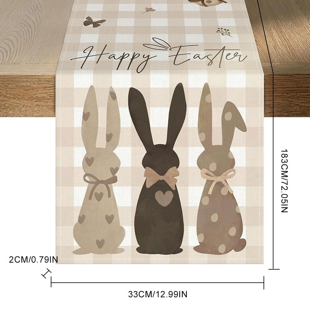 Easter Bunny Linen Table Runner Bunny Dining Table Cloth Placemat Washable Table Flag Spring Holiday Happy Easter Decoration