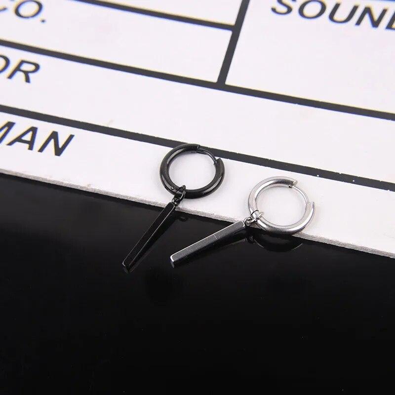 Минималистичные поддельные серьги Ророноа Зоро, квадратные подвесные серьги-кольца, кулон, зажим для ушей, серьги из нержавеющей стали, мужские ювелирные изделия