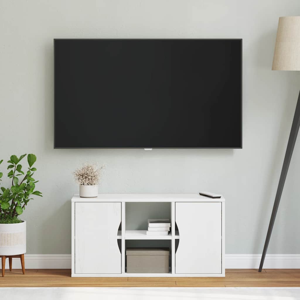 ODDA White TV Stand 79 x 24 x 40 cm Solid Pine Wood