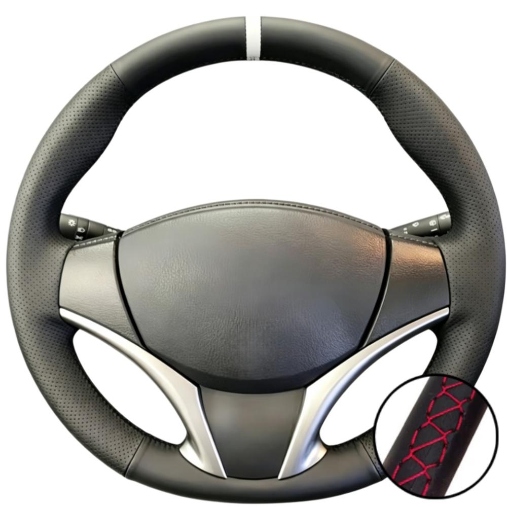 Hand Stitched Wear Resistant Perforated Non-slip Artificial Leather 2014-2016 Steering Wheel Cover For Toyota Yaris Vios