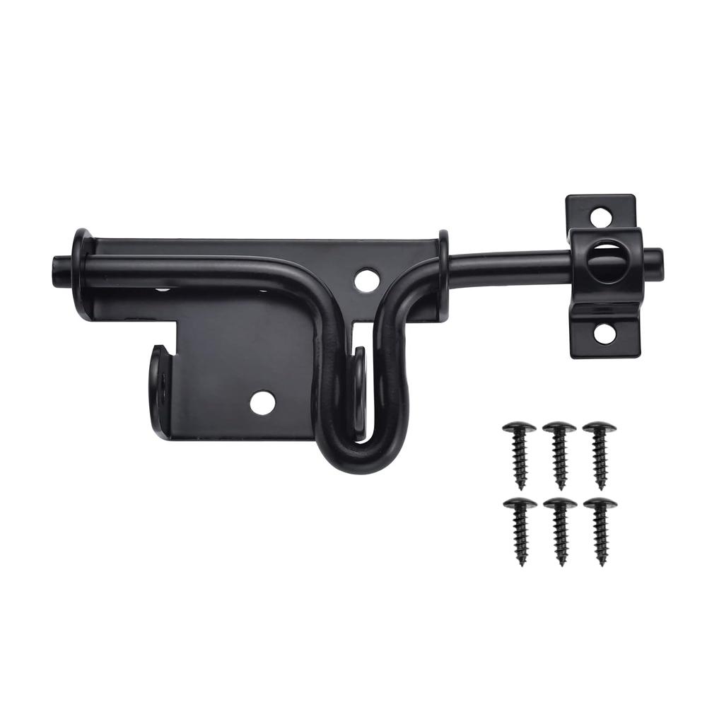Slide Bolt Gate Latch Iron Bolt Sliding Lock Black Bolt Gate Lock with Screws for Outdoor Doors Sheds Barn Door Home Hardware 1p