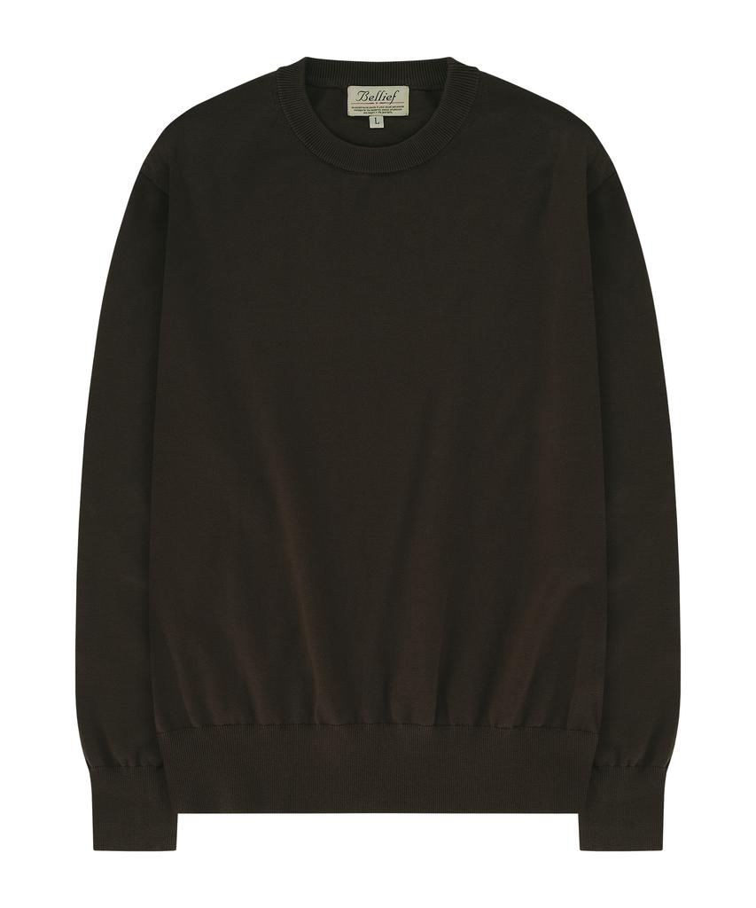 BELLIEF Essential Crew Neck Knit (Brown)