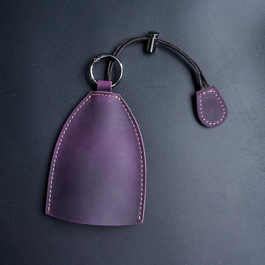 High-End Men's Keychain Sleeve Exquisite Vegetable Tanned Top Crazy Horse Leather Universal Car Key Cover Key Wallets