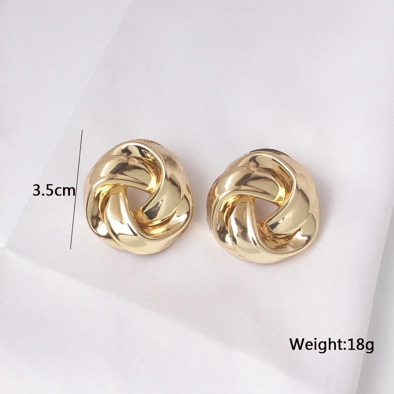 Big Metal Personality button Stud Earrings For Women Gold Statement Spiral Whirlpool Earing New Jewelry