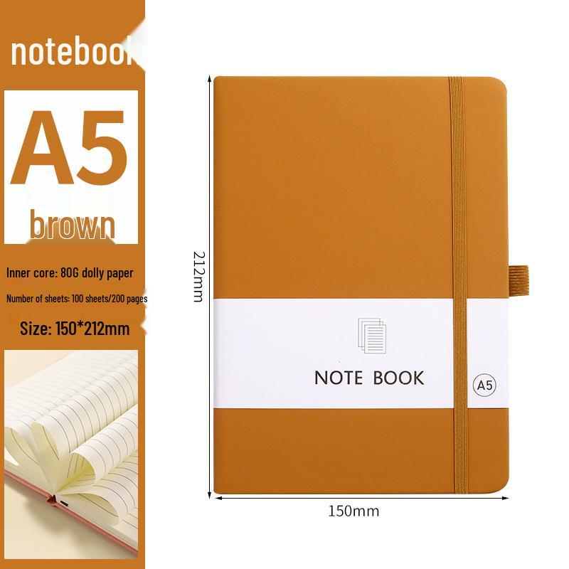 A6 Color Elastic Band Portable Notebook - Student Memo with Skin-Feel Leather Pocket Design
