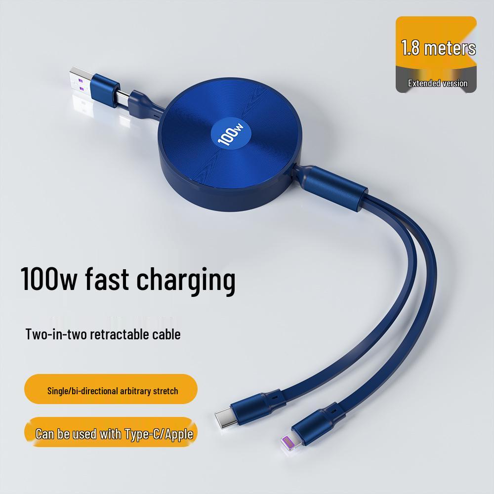 Выдвижной кабель 3-в-1 Super Fast Charging мощностью 100 Вт с логотипом на заказ