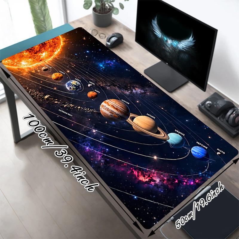1Pc Solar System Journey Gaming Mouse Pad Keyboard Desk Mat Non-slip Rubber Lock Edge Waterproof Computer Mousepad for Office Home Decor Y1740