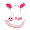 Play Halloween for Adults Kids Costume Kit Pig Ears Nose Tail Pink Pig Fancy Dress Bow Tie Headband