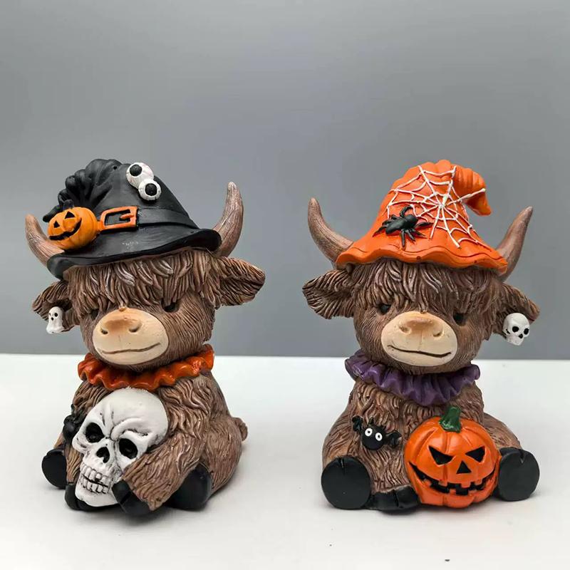 Highland Cow Figurines Resin Figurine Brown Cattle Statue Resin Table Shelf Decor For Bookshelf Home Apartment Desktop Bedroom