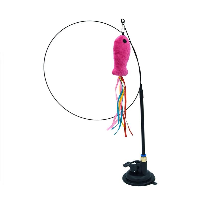 Интерактивная игрушка для кошек Handfree Cat Stick Играющий котенок Играющий тизер Палочка Игрушка на присоске Птица/перо Кошачья палочка Товары для домашних животных