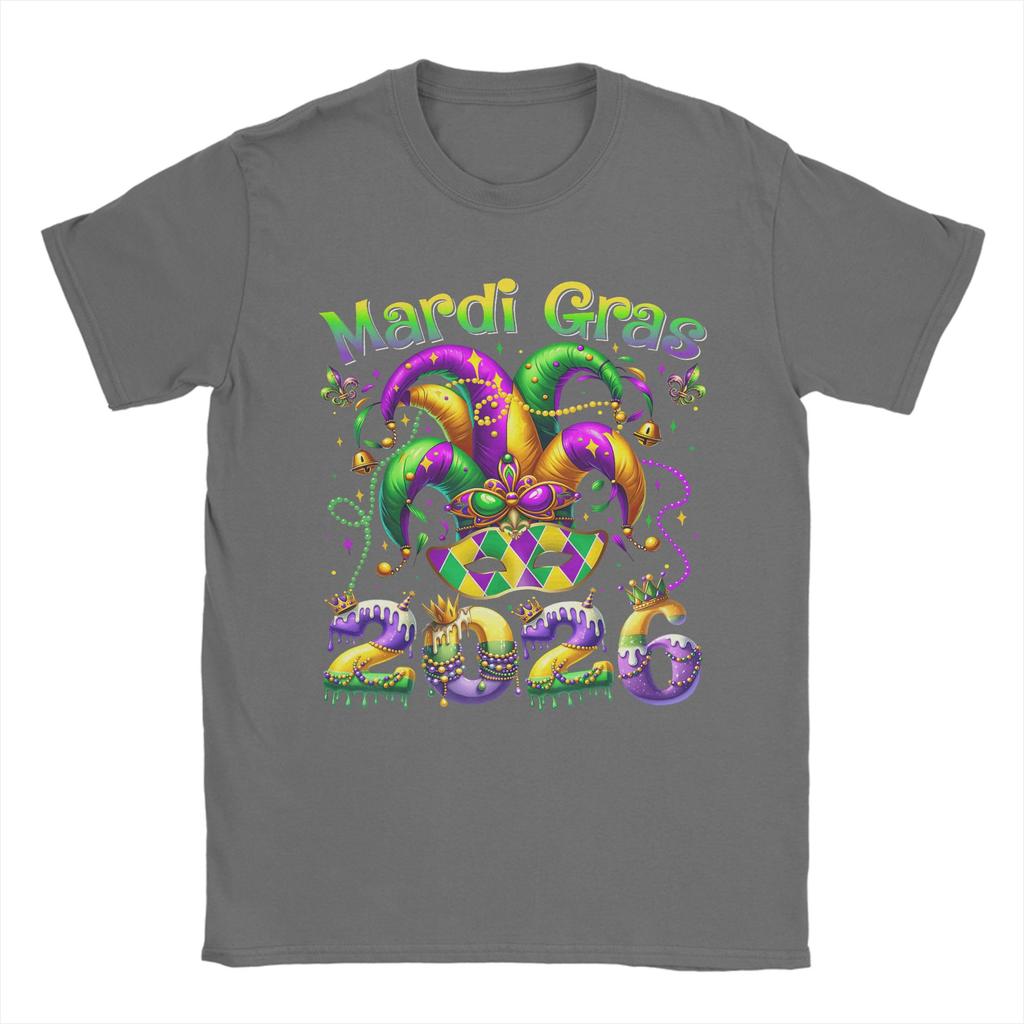 Vintage Happy Mardi Gras  TShirt Unisex O Neck Cotton T Shirt  Short Sleeve Tee Shirt Big Size Clothing