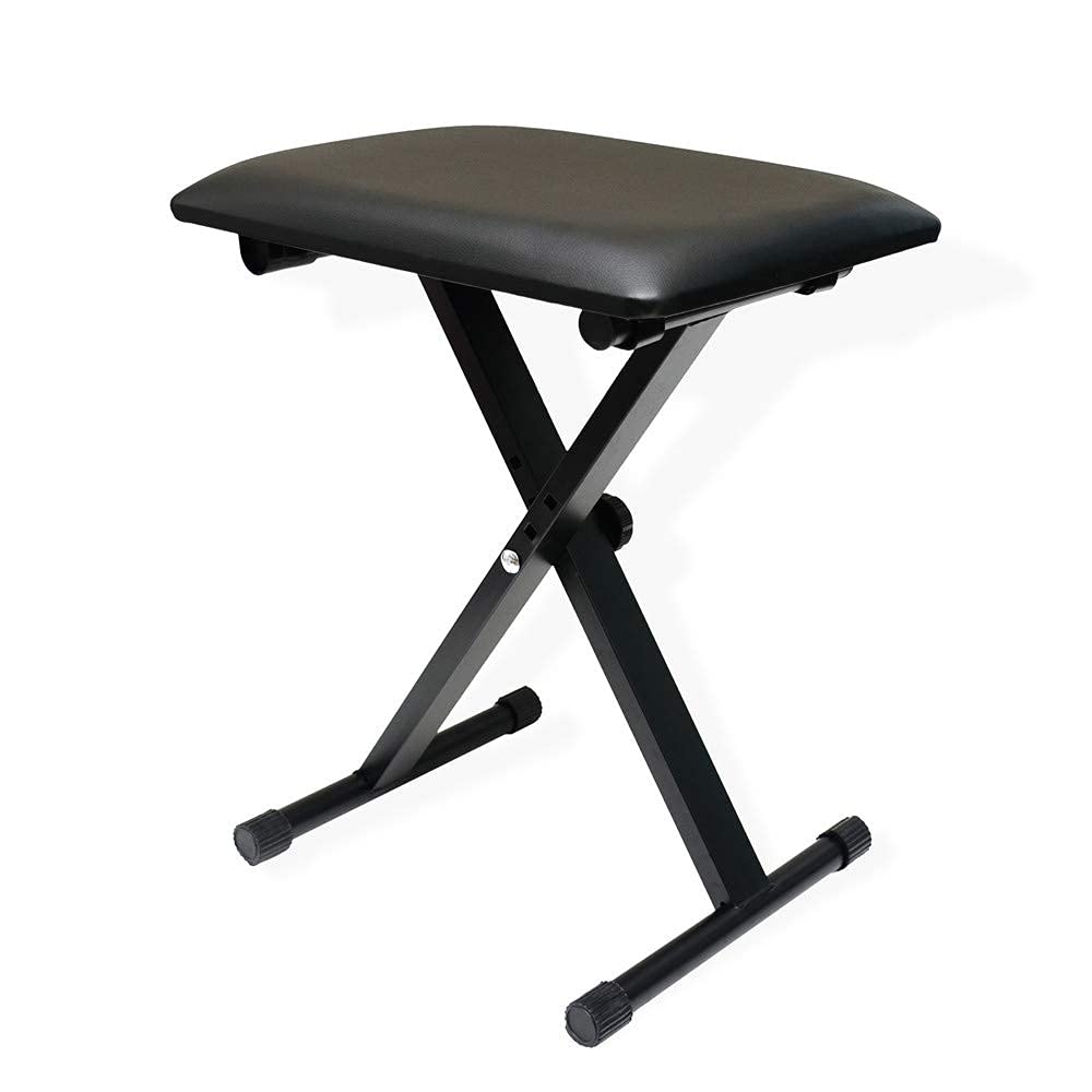 AKOZLIN Складной стул для фортепиано в форме буквы X, скамейка для клавиатуры с 3 уровнями регулировки высоты, стул для фортепиано, стул для клавиатуры, скамейка для клавиатуры, черный, ширина 40 x