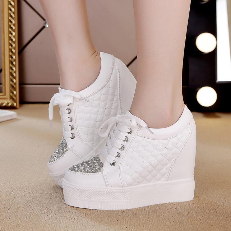 Fujin 11cm Air Mesh PU Synthetic Leather Breathable Summer Women Sandals Platform Wedge Chunky Sneaker Leisure Hidden Heel Bling
