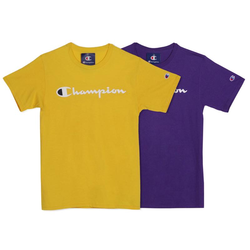 Champion T Shirt US Version Unisex 2 Pack Yellow+Purple GT23H-Y07718-2+