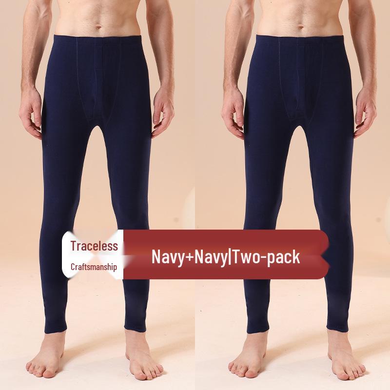 Мужские бесшовные термолеггинсы с высокой талией - Теплые осенние брюки из хлопка и шерсти