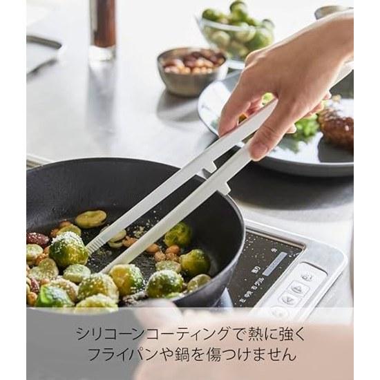 Yamazaki Silicone Cooking Chopsticks Tongs White Approximately W6XD2XH28cm Tower Non-slip Heat Resistant 5195