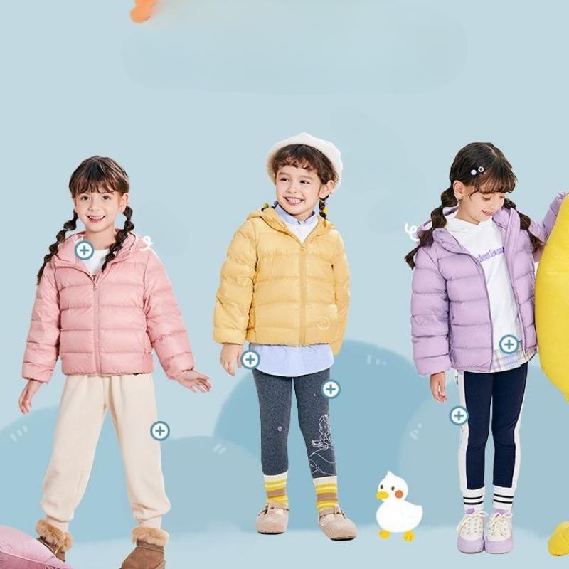 Детская легкая зимняя короткая куртка с капюшоном из белого утиного пуха для мальчиков и девочек