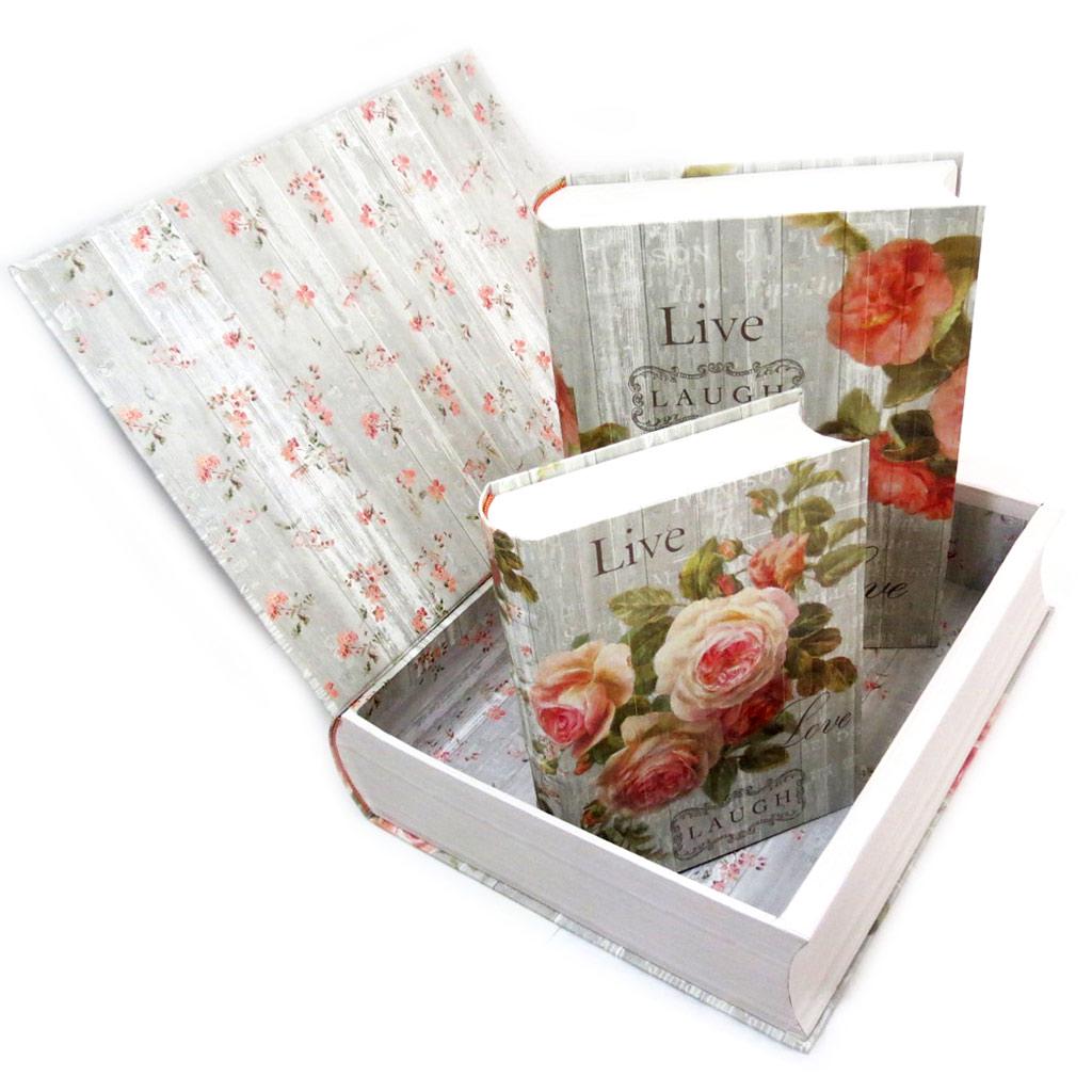 Les Trésors De Lily [L7289] - Trio of Pink Gray 'Jardin Botanique' Storage Boxes