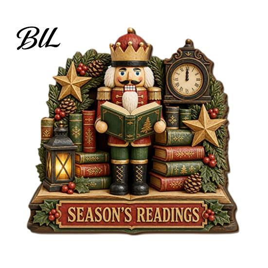 Holiday Tabletop Decorations 2D Flat Wooden Christmas Sign, Reading Gnome Nutcracker Snowman Santa Claus Ornaments Gingerbread Man Figurine,