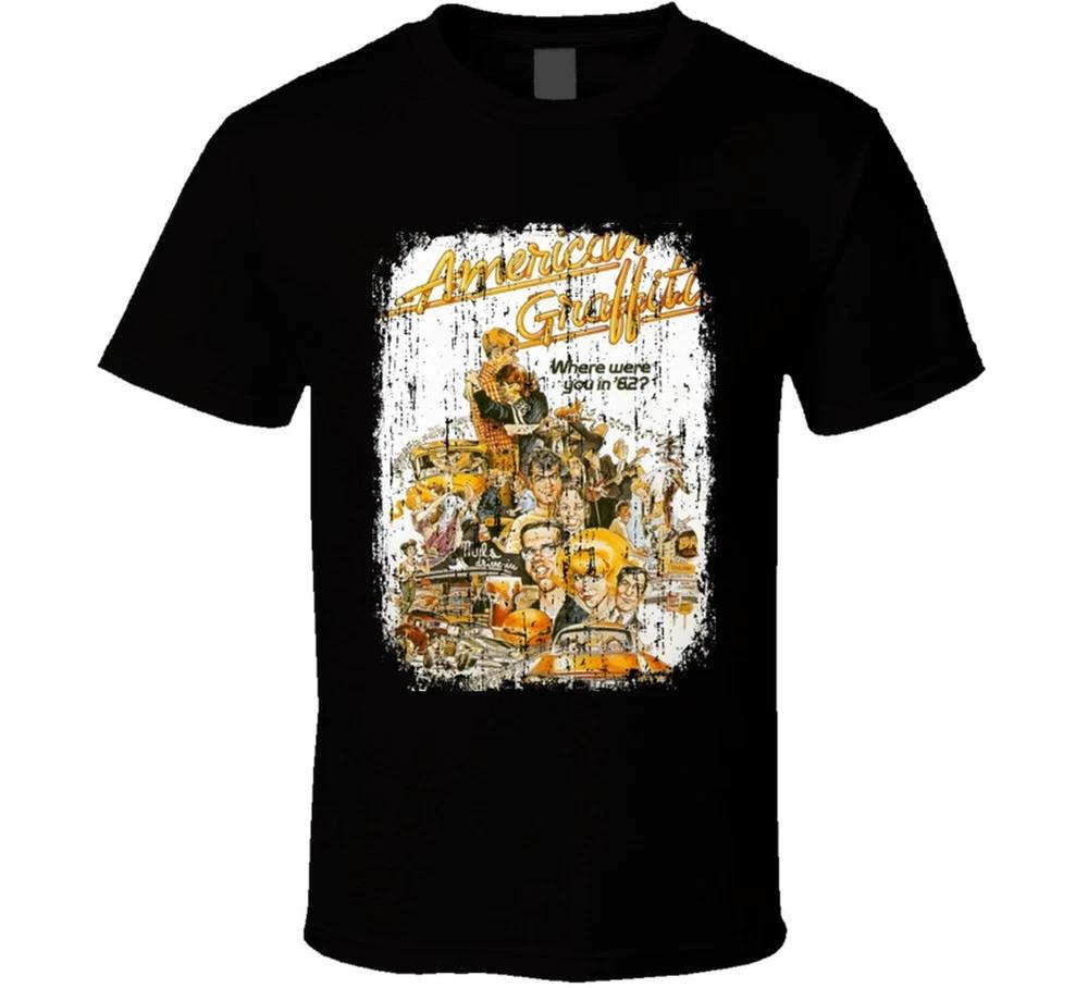 American Graffiti 70s Classic Comedy Movie Poster Worn Look T Shirt