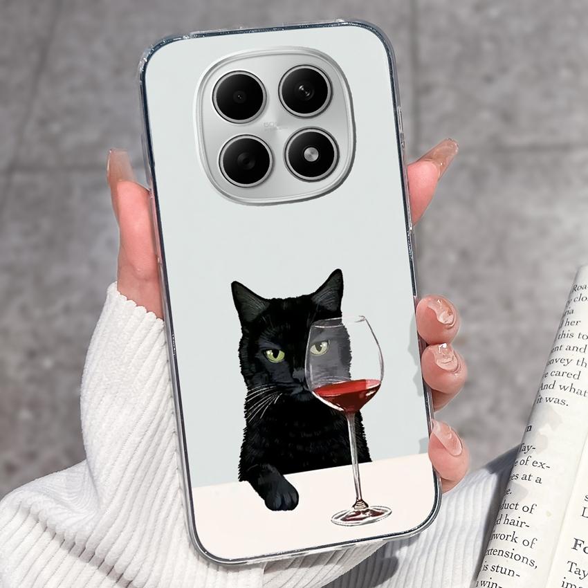 For Redmi Note 15 14 13 Pro Plus 5 5A 4 4X Phone Case Chinese Style Red-Crowned Crane Patterns Transparent TPU Shockproof Casing For Redmi Soft Covers