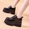 Черные женские весенние новые туфли на толстой подошве с небольшой внутренней высотой, женские туфли в универсальном университетском стиле, маленькие кожаные туфли