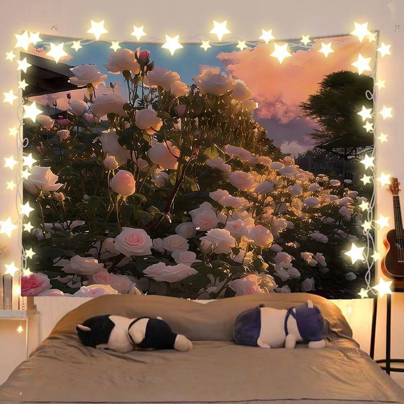 Floral Sea Blanket Rental House Renovation Fabric Living Room Background Wall Hanging