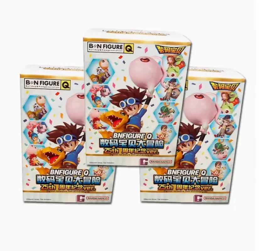 BN Фигурка Q Digimon Adventure 25-й Юбилейная Версия Серия Сюрприз-бокс Памятные Игрушки для Украшения Рабочего Стола из Детства Mystery Box Подарки