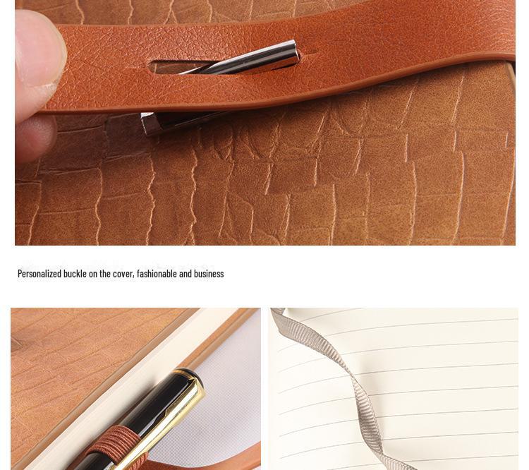 Блокнот для офиса формата А5 с твердой обложкой и пряжкой - креативный блокнот из искусственной кожи с индивидуальным логотипом