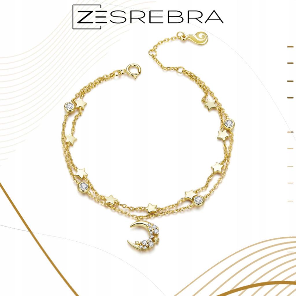 Bracelet S925 Moon Stars Plated Cosmos Zirconia Crystal