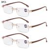 3PCS Ultralight Rimless Reading Glasses Women Men Business Anti-Blu-Ray Computer Reading Glasses Presbyopia Reader +1.0 To +4.0
