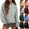 Women's Autumn And Winter Solid Color Pullover Hooded Sweatshirt Fleece Plus Size Long Sleeve Short Fashion Sweatshirt