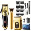 Professional Men's Blonde Hair Clipper and Trimmer Set - USB Rechargeable Haircutting Set with LCD Display