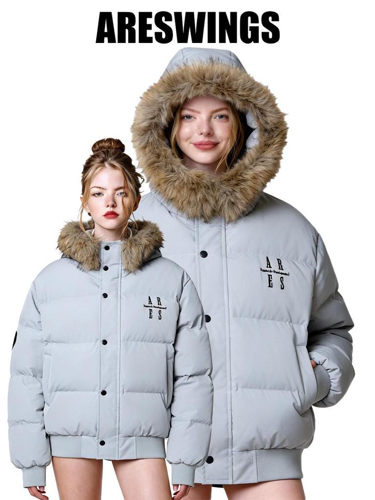 Мужское зимнее пальто ARES в стиле ретро с вышивкой и съемным меховым воротником