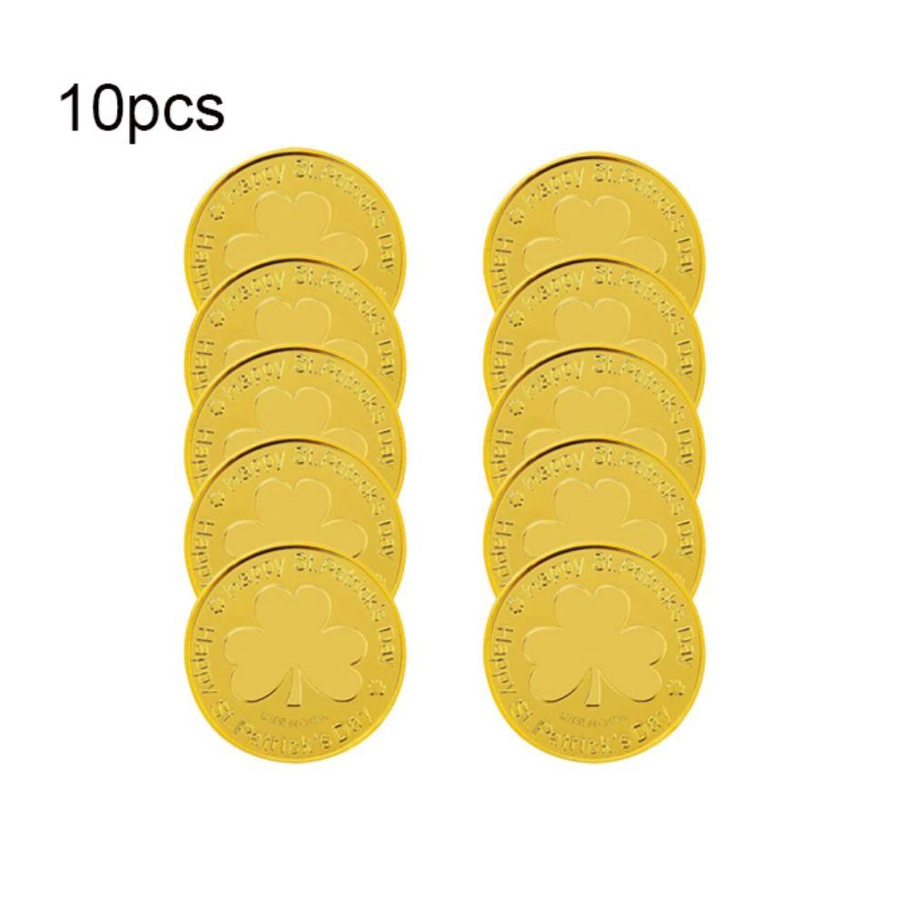 10 шт./набор пластиковых монет Lucky Shamrock декоративные золотые зеленые монеты для украшения стола