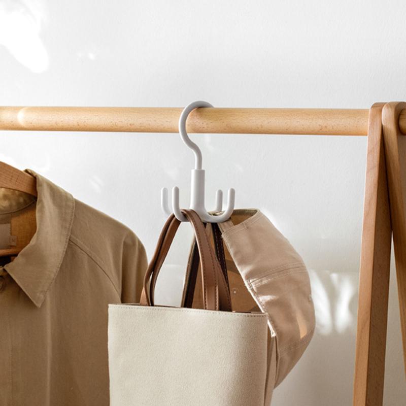 Белый вращающийся крючок 360 градусов вешалка для гардероба многофункциональная стойка для нижнего белья сумка-слинг хранение пальто и шляп 4 отделения для нижнего белья или