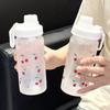 Портативная бутылка для воды 500 мл «Вишня» с трубочкой, матовым дизайном, для соков и напитков, прозрачный корпус, пластиковая бутылка для воды, молочный чай