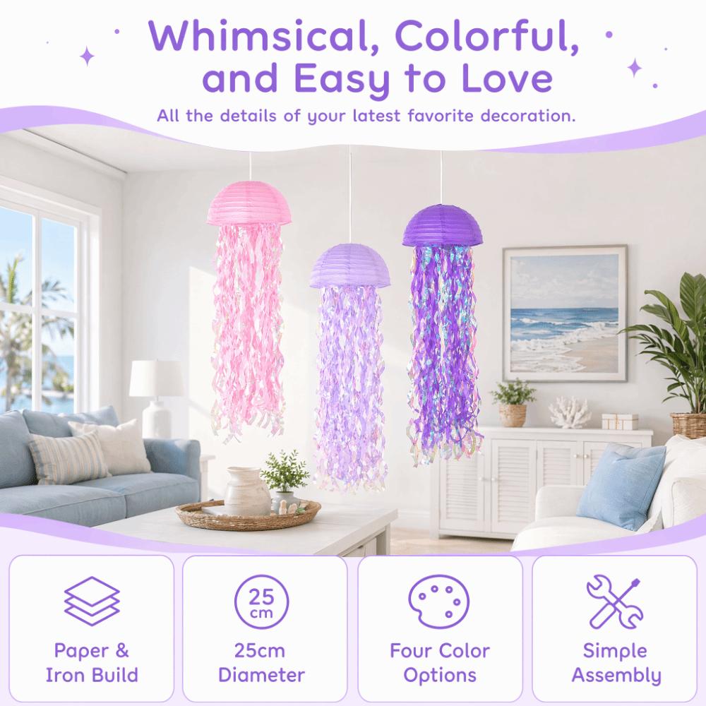 Foldable Jellyfish Lanterns Ocean Theme Hanging Lamp Ball Paper Lanterns Lantern Festival