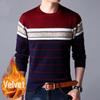 Men's Thermal Knitted Sweater - Plus Velvet, Round Neck, Thick Autumn/Winter Wear