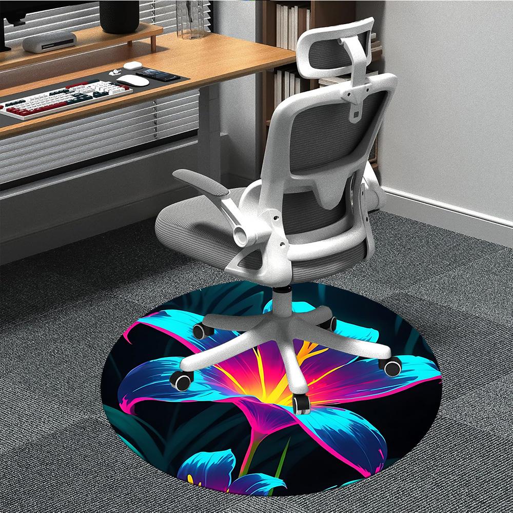 1pc Floral Bloom Office Round Area Rug,  Mat Suitable For Office, Under Office Chairs Bedroom Living Room Home Decor, Room Deco
