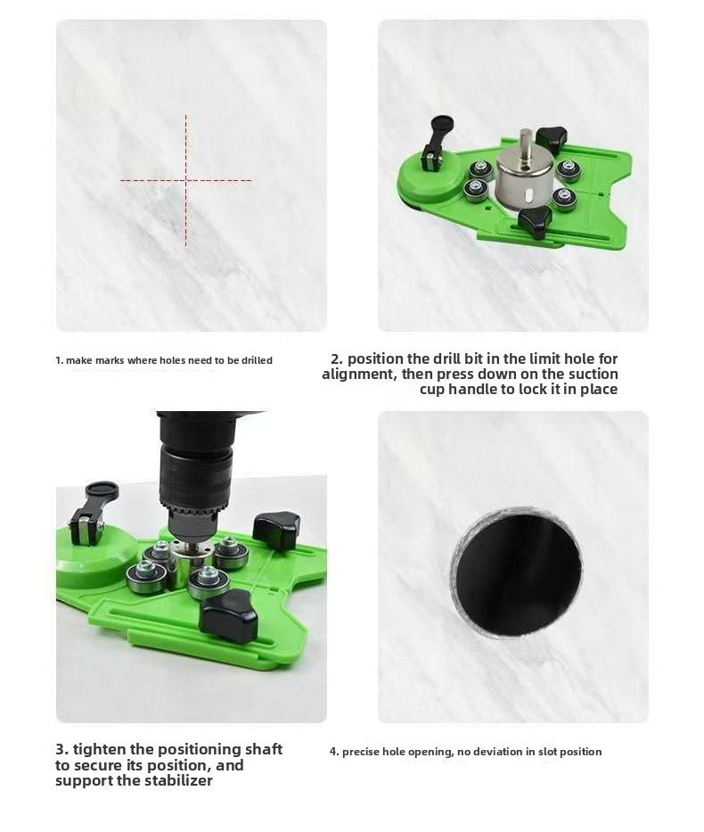 Adjustable Single Hand Suction Cup Drilling Guide, Manual Hole Position Holder Special for Ceramic Tile Glass Marble Stone