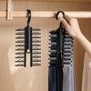 Multi-Functional Tie Rack Organizer Holds Ties Scarves Belts Space Saving Closet Storage Solution, Durable Plastic, Black, Hangers for Organizing Ties