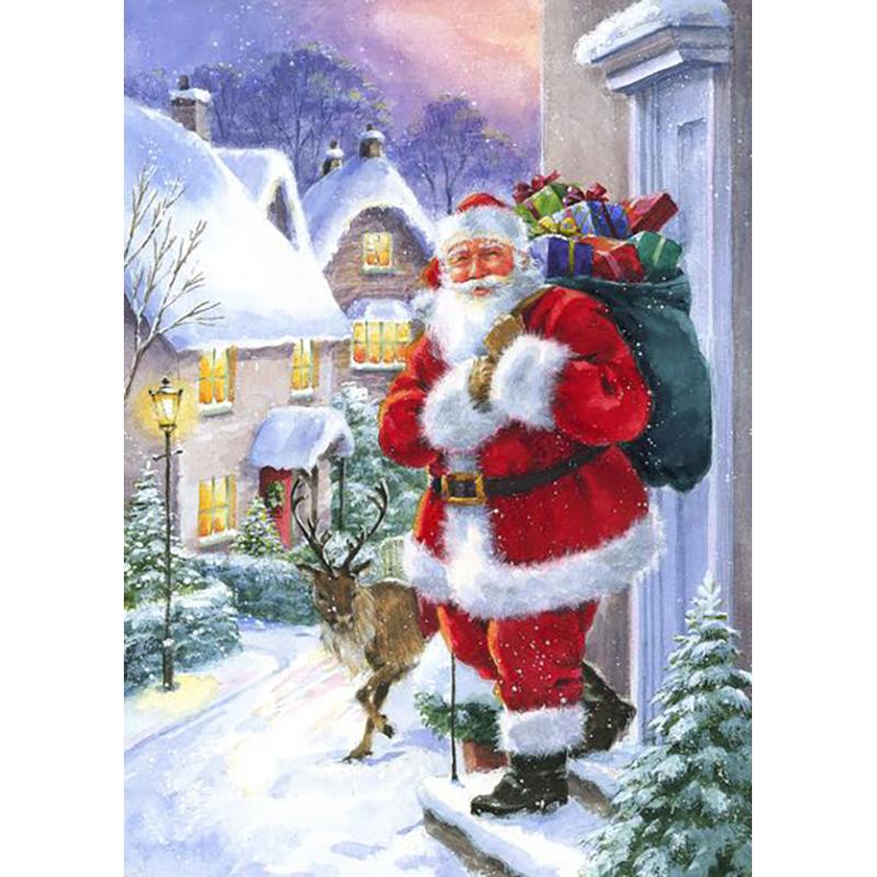 5D DIY Алмазная картина Санта-Рождество Зима Полный Круглый/Круглый горный хрусталь Вышивка крестом Домашний декор Стены искусства