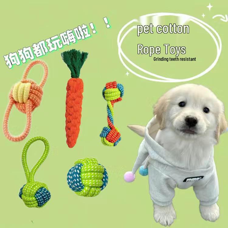 Durable Cotton Rope & Frisbee Toy Set for Small To Medium Dogs