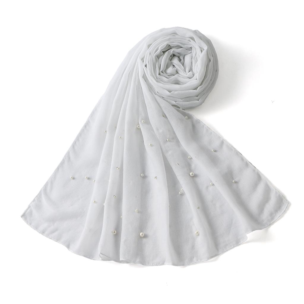 Pearls Tr Cotton Hijab Scarf Woman Muslim Hijabs Shawl Solid Color Headband Lady Fashion Long Wraps Female Turban Headscarf