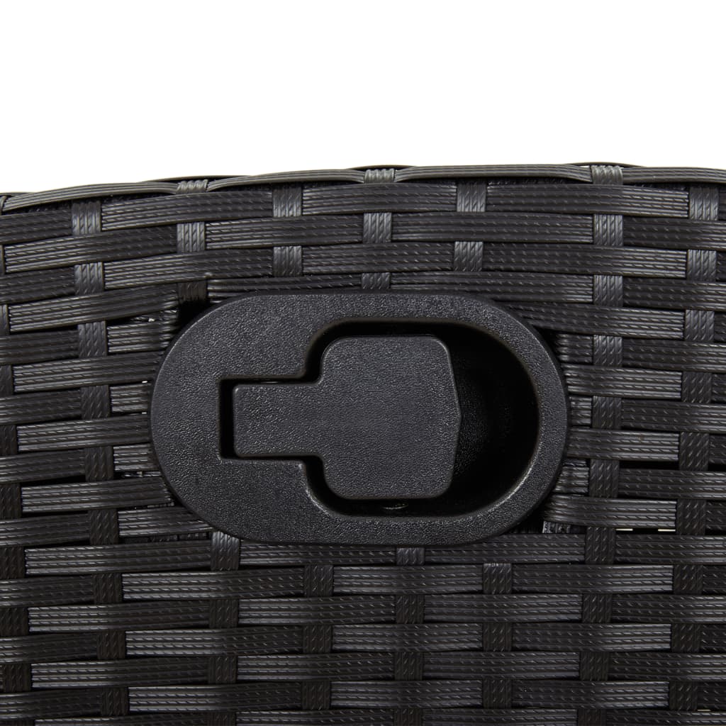 3 Piece Outdoor Dining Set with Cushions Black Poly Rattan